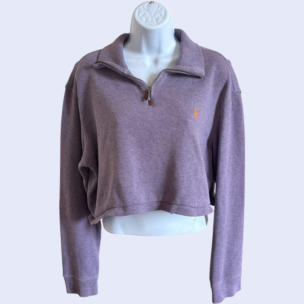 Polo by Ralph Lauren M Y2K Cropped Quarter-Zip Purple Relaxed